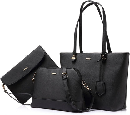 Handbags for Women Shoulder Bags Tote Satchel Hobo 3Pcs Purse Set