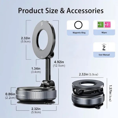 【Dealsforyoudays】Guccqueen 2.0 Foldable Magnetic Car Phone Holder - 20 N52 Magnets, Vacuum Suction Cup, Heat-Resistant Nano-Adhesive Base, Auto Accessories Interior, Alt Car Accessories, for Magsafe Devices
