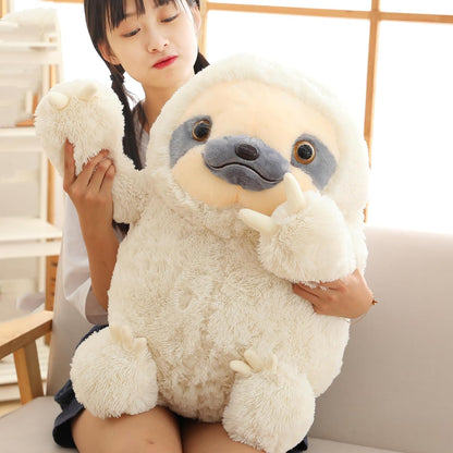 Giant Fluffy Sloth Stuffed Animal for Boys and Girls, Big Teddy Plush Toy - Ivory, 27.5 Inches