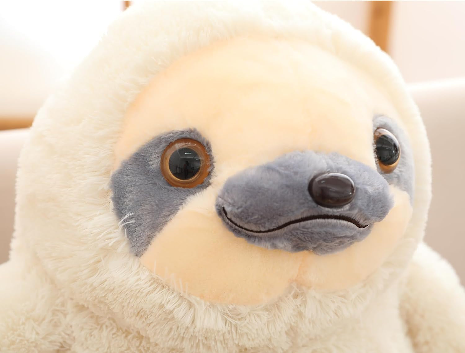 Giant Fluffy Sloth Stuffed Animal for Boys and Girls, Big Teddy Plush Toy - Ivory, 27.5 Inches