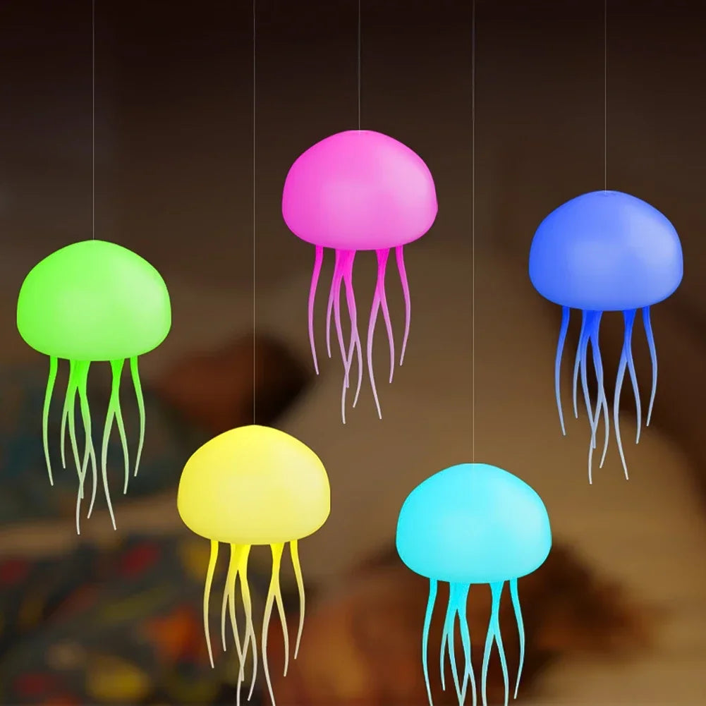 Cartoon Jellyfish Night Light RGB Gradient Cute Jellyfish Bedside Lamp Voice Control Type-C Charging LED Night Lamp
