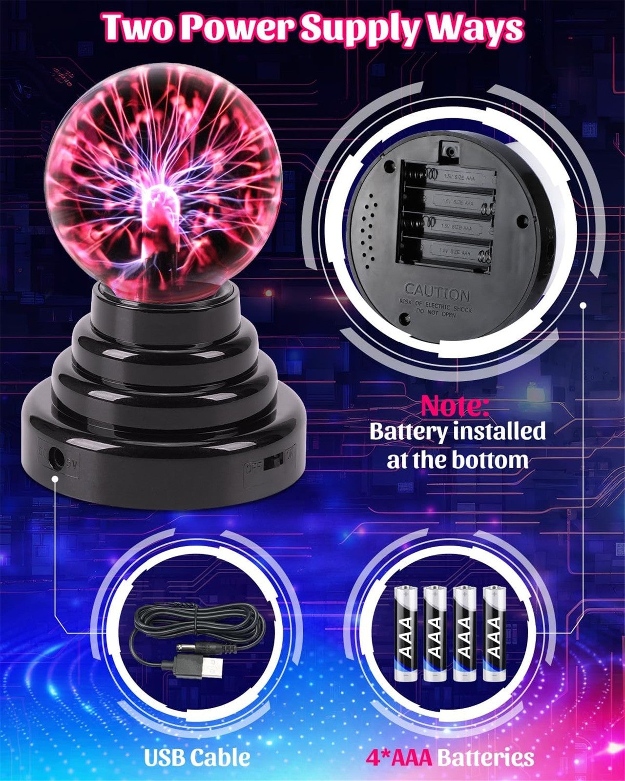 Plasma Globe Touch & Sound Sensitive Ball Lamp Electric Lightning Novelty Light