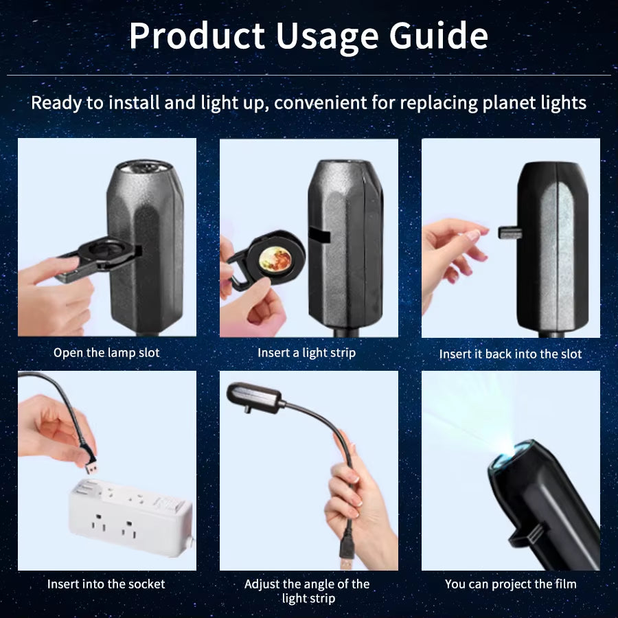 Projection Light 5V USB Direct Insertion Planet Christmas/Halloween Theme Replacement Light Ceiling Projection Light for Bedroom