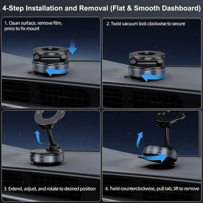 【Dealsforyoudays】Guccqueen 2.0 Foldable Magnetic Car Phone Holder - 20 N52 Magnets, Vacuum Suction Cup, Heat-Resistant Nano-Adhesive Base, Auto Accessories Interior, Alt Car Accessories, for Magsafe Devices