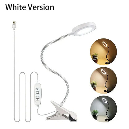 48 LED USB Book Light Clip Desk Lamp Reading Light with 3Color Mode 10 Brightness Dimmer 360° Flexible Gooseneckbed Night Lamp