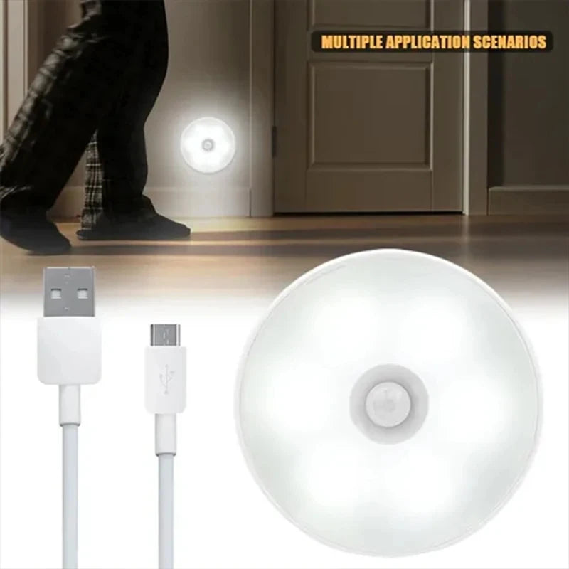 Motion Sensor LED Night Light USB Rechargeable Night Lamp for Kitchen Cabinet Wardrobe Lamp Staircase Wireless LED Closet Light