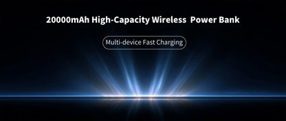 Wireless Portable Charger 20000Mah PD 22.5W Quick Charge USB C External Battery Pack 5 Ports Fast Charging Power Bank Backup Power for Iphone 16 15 14 Pro Max Samsung Galaxy S25 S24 Ultra Ipad Tablet Cell Phone