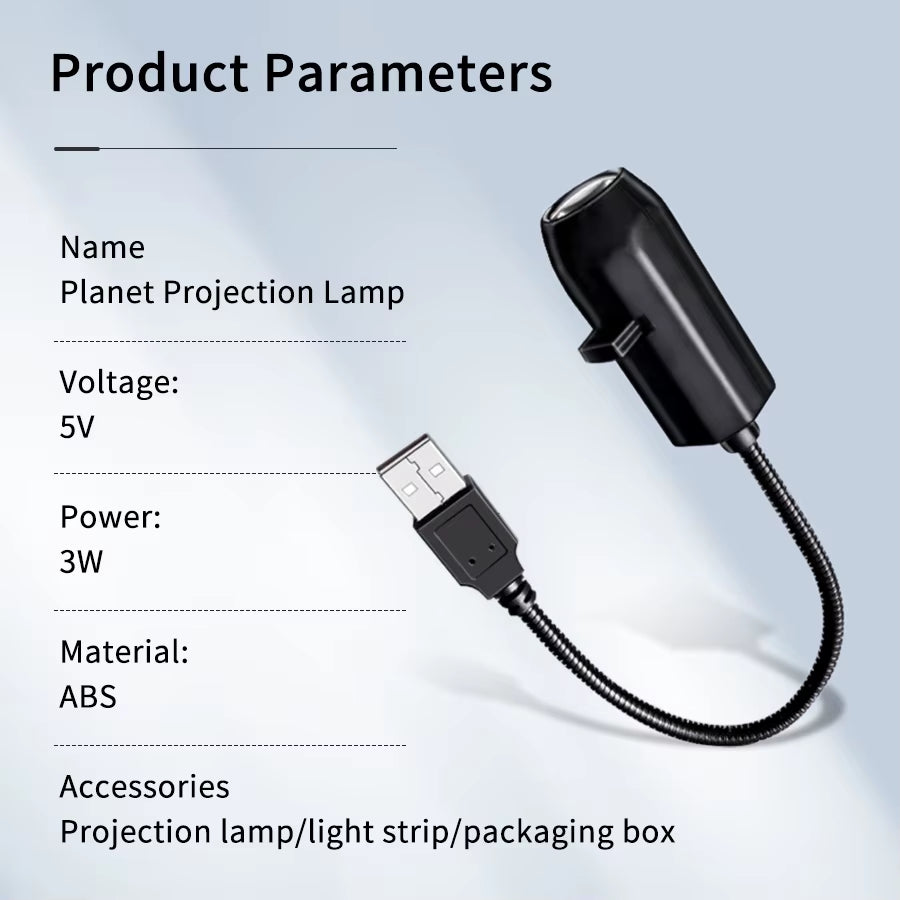 Projection Light 5V USB Direct Insertion Planet Christmas/Halloween Theme Replacement Light Ceiling Projection Light for Bedroom