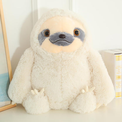 Giant Fluffy Sloth Stuffed Animal for Boys and Girls, Big Teddy Plush Toy - Ivory, 27.5 Inches