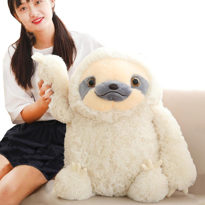 Giant Fluffy Sloth Stuffed Animal for Boys and Girls, Big Teddy Plush Toy - Ivory, 27.5 Inches