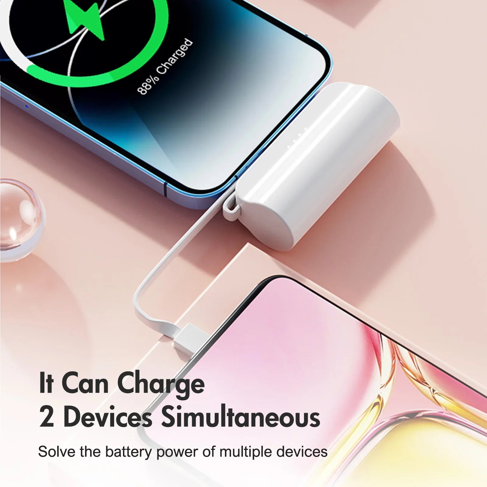 Mini Power Bank Portable 4500Mah Power Phone Charger Capsule Dual USB-C Ports for Iphone16/ 15/15 Plus/15 Pro/15 Pro Max/Android