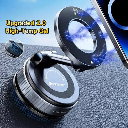 【Dealsforyoudays】Guccqueen 2.0 Foldable Magnetic Car Phone Holder - 20 N52 Magnets, Vacuum Suction Cup, Heat-Resistant Nano-Adhesive Base, Auto Accessories Interior, Alt Car Accessories, for Magsafe Devices