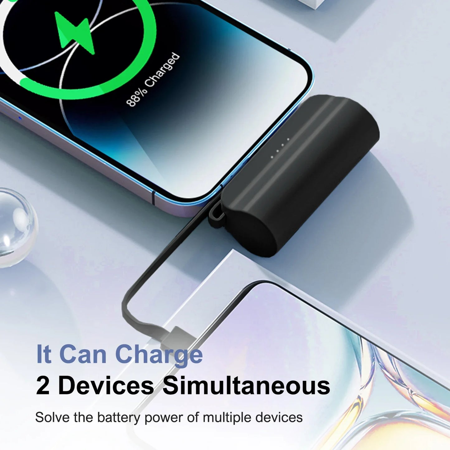 Mini Power Bank Portable 4500Mah Power Phone Charger Capsule Dual USB-C Ports for Iphone16/ 15/15 Plus/15 Pro/15 Pro Max/Android