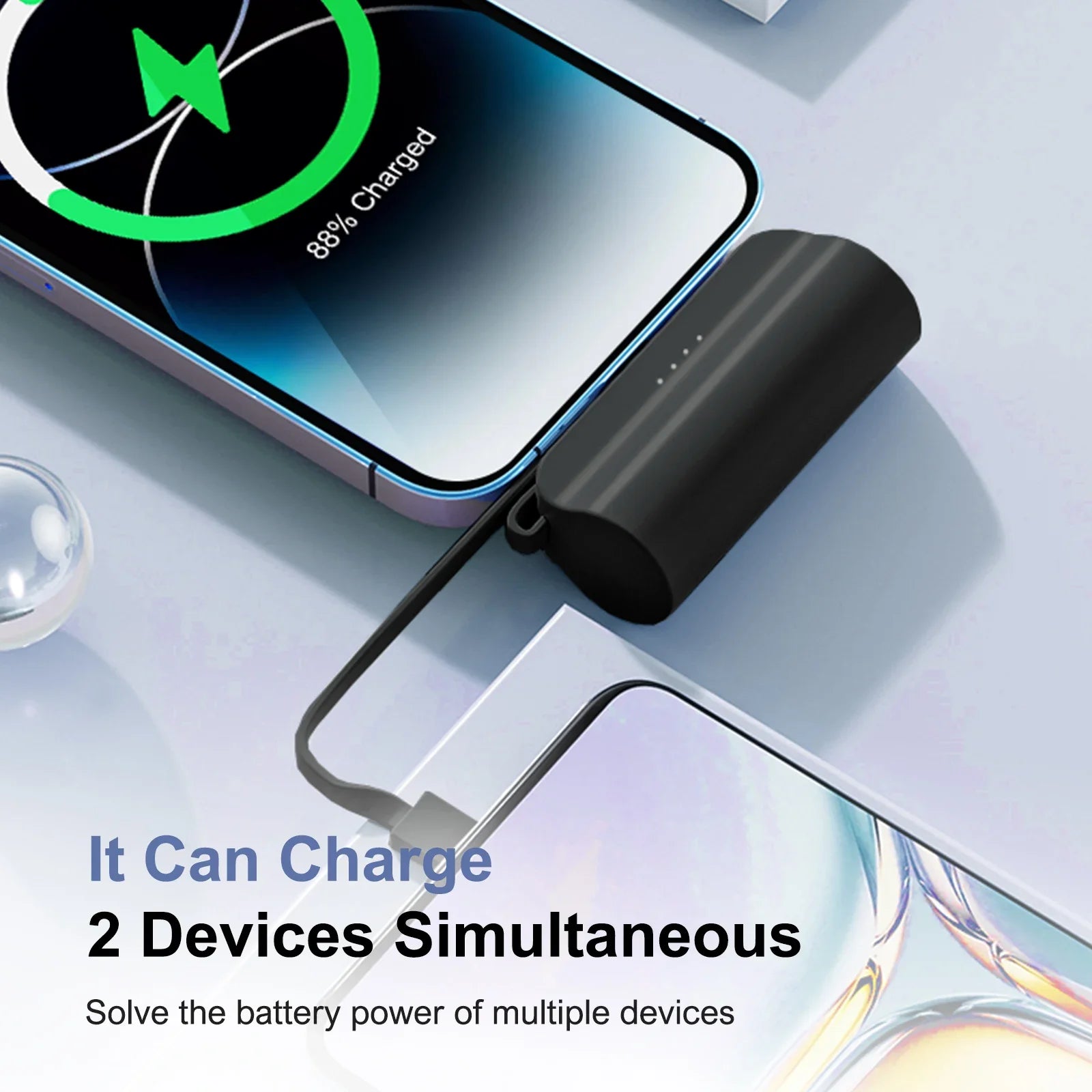 Mini Power Bank Portable 4500Mah Power Phone Charger Capsule Dual USB-C Ports for Iphone16/ 15/15 Plus/15 Pro/15 Pro Max/Android